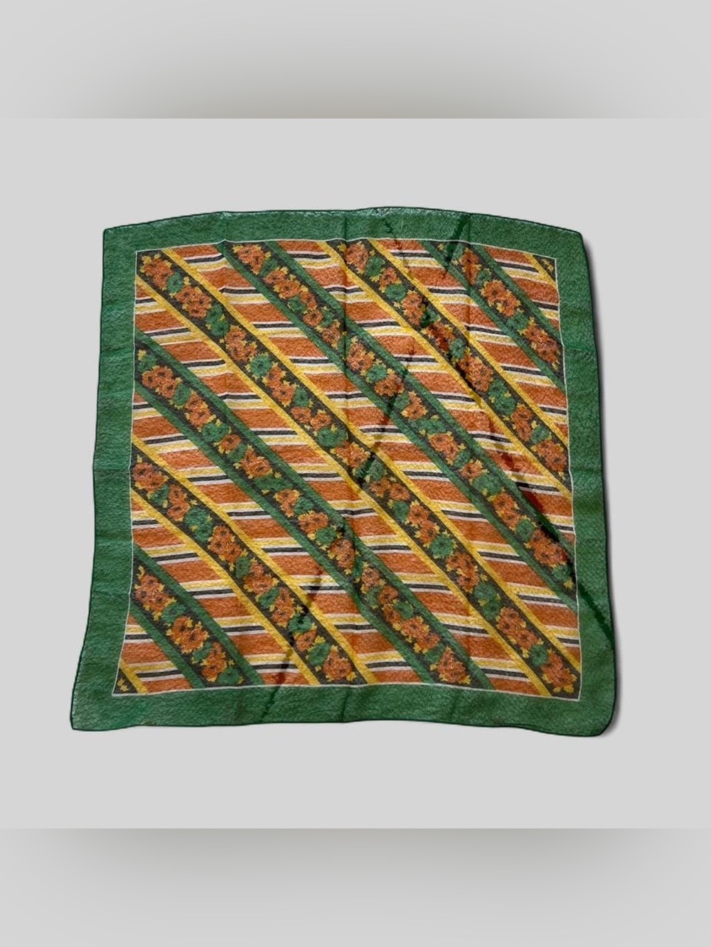 vintage 1970s sheer floral stripes square scarf 26" x 26" made in Japan Polyster